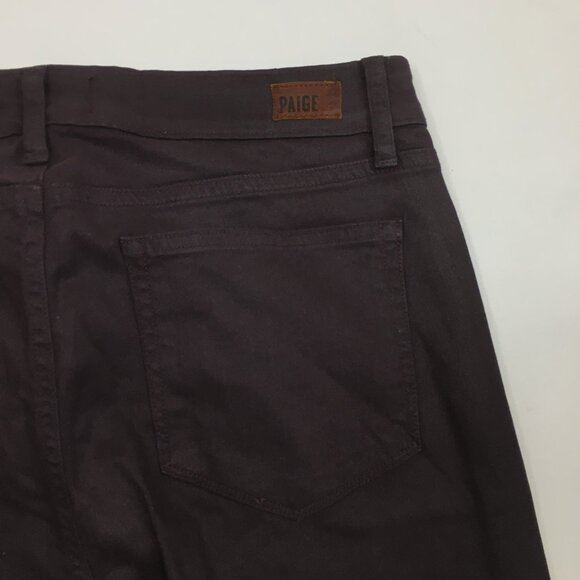 PAIGE Black Cherry Silk Wash VERDUGO ANKLE Faux Pockets Coated Denim Jeans - Picture 10 of 12